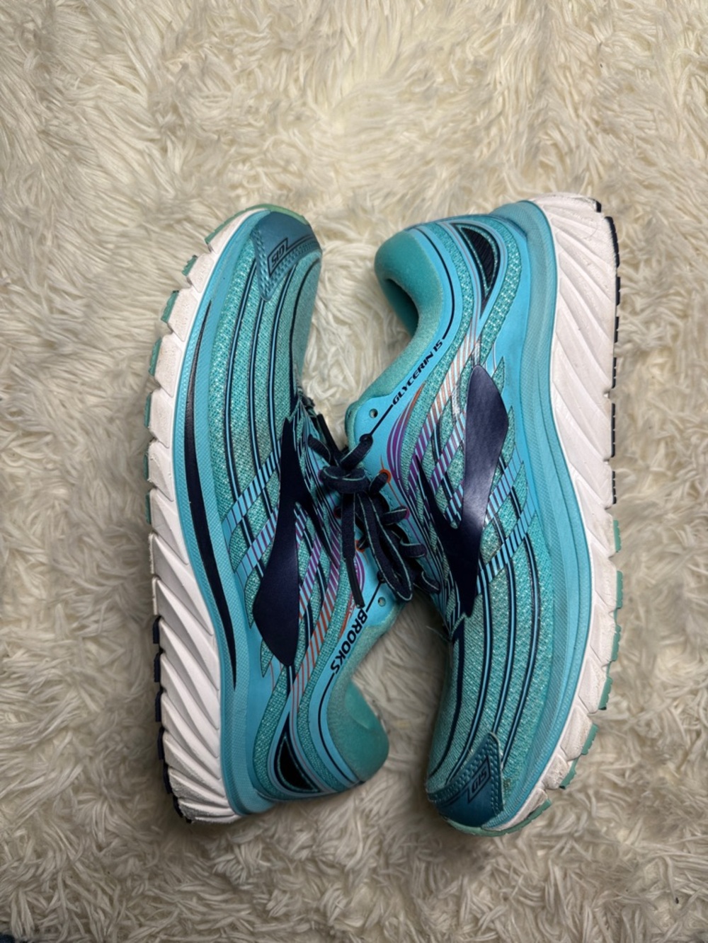 Brooks Glycerin 15 Women's Running Shoes 1202471b476 Aqua Blue Lace Up